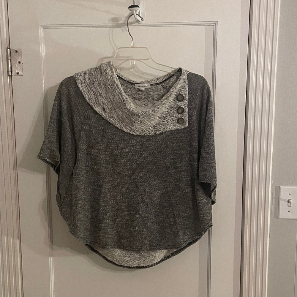 Heather Gray Women's Buttoned Cowl Neck Sweater
